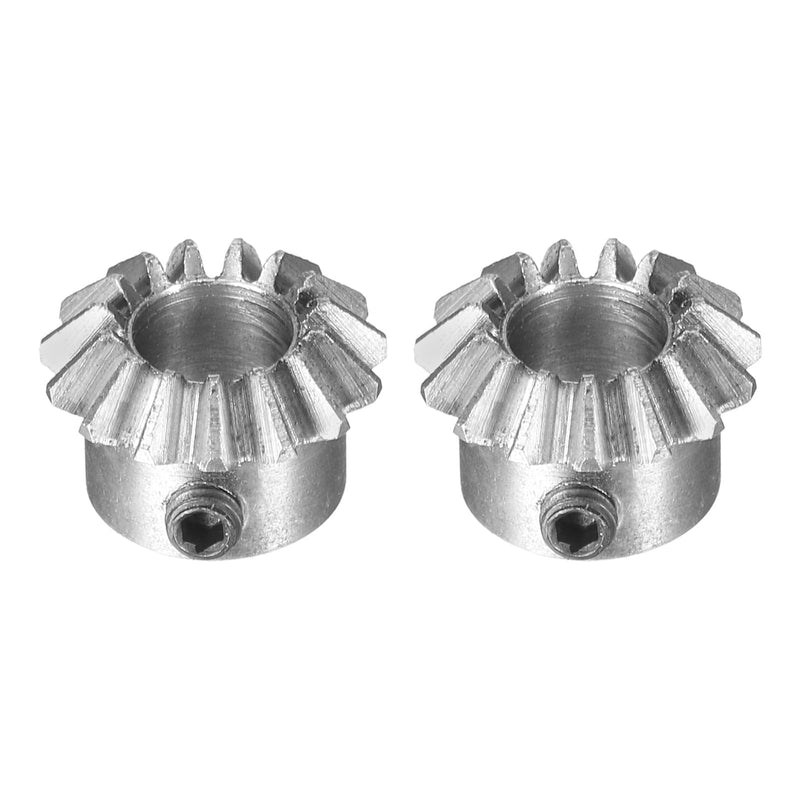 uxcell 2pcs Bevel Gear 0.8 Module 1:1 Reduction Rate 15T 6mm Hole Dia Bevel Pinion Gear 45# Steel, 45 Degree Steering Gear for Hardware Mechanical Rotation, Black