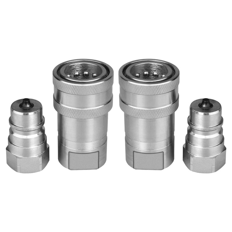 3/8" Ag ISO 5675 Hydraulic Quick Connect Couplers with Dust Caps,Pioneer Style Hydraulic Coupler,3/8” NPT Thread and 3/8” ISO Body