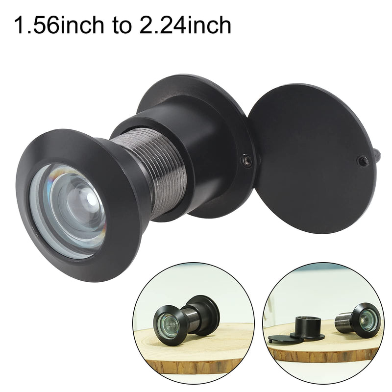 Door Viewer Peephole, Solid Brass 220-degree Peephole with 1-1/10" Drill Bit for 1-21/32" to 2-1/8" Doors, Peep Holes with Privacy Cover (Black) Black