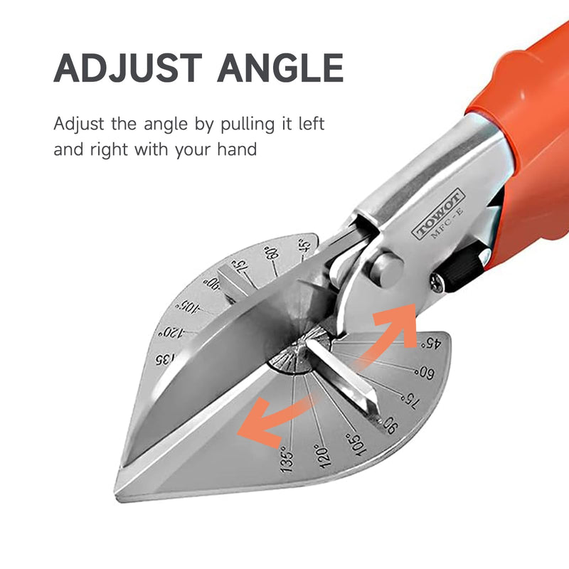 TOWOT Sharp Multi Angle Miter Shear Cutter, Adjustable at 45 To 135 Degree With Safety Lock Hand Tools for Cutting Plastic, PVC and Molding Trim Miter shears