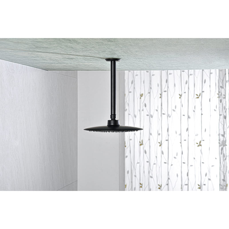 8 Inch Shower Arm and Flange Matte Black, Ceiling Mounted Shower Arm for Rain Shower Head
