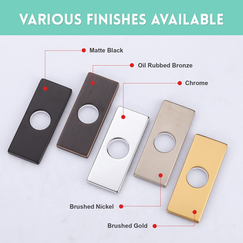 6 Inch Faucet Deck Plate for Bathroom Sink 1 Hole or 3 Hole 4 Inch Centerset Basin, Brushed Nickel Escutcheon Faucet Plate, Stainless Steel Faucet Hole Cover