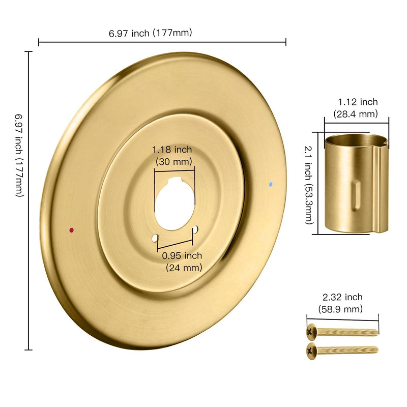 Shower Handle Cover Plate, Brushed Gold,for One-Handle Tub and Shower Faucets, Escutcheon Replacement for Moen 16090 Chateau Collection