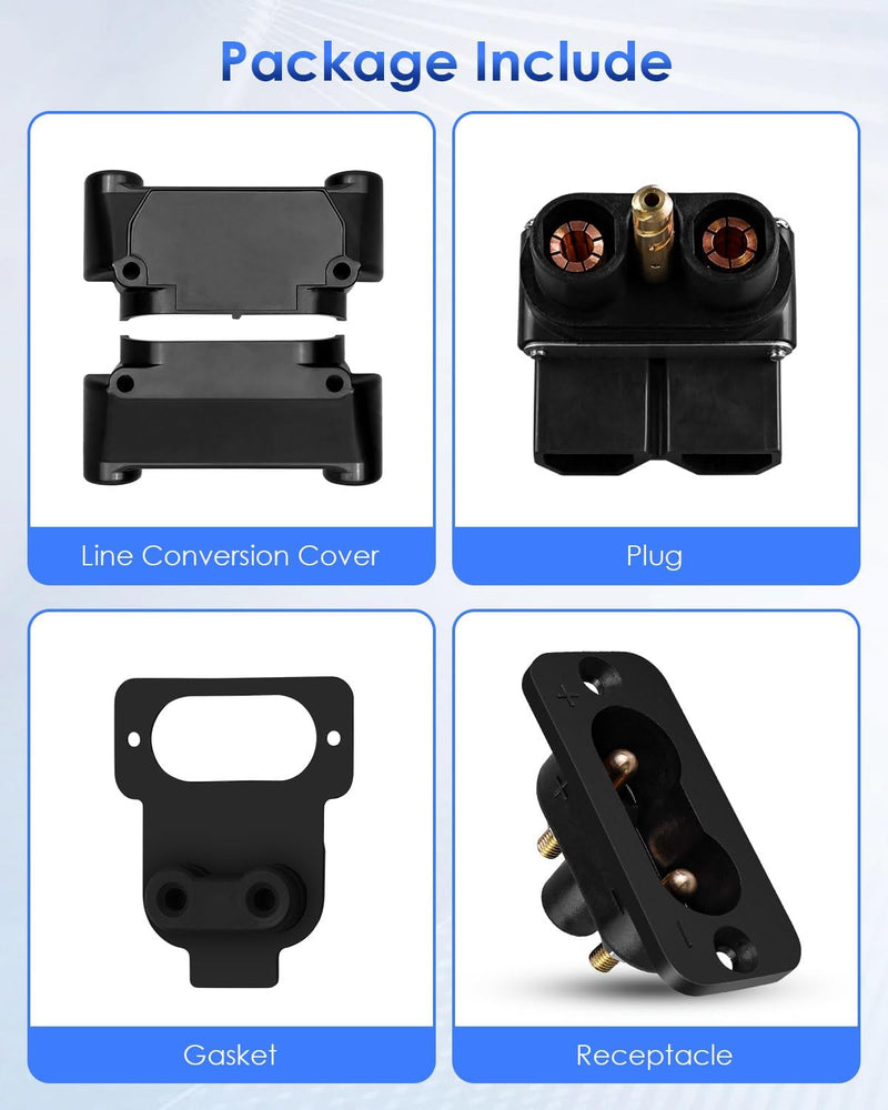 Trolling Motor Plug 027-0004-KIT DC to DC Power Connector, for Onboard Marine 12V to 48V DC Power Connection, Tolling Motor Quick Connect with With Gaskets, with 80 AMP Capacity