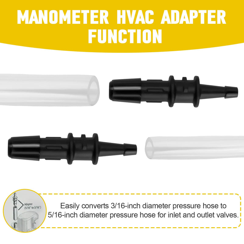 RMA316 Manometer Tube Adapter from 3/16" to 5/16" - Fit for Fieldpiece Manometer Compatible with Inlet and Outlet Valves on Various Models of Gas Appliances - 2 Pack