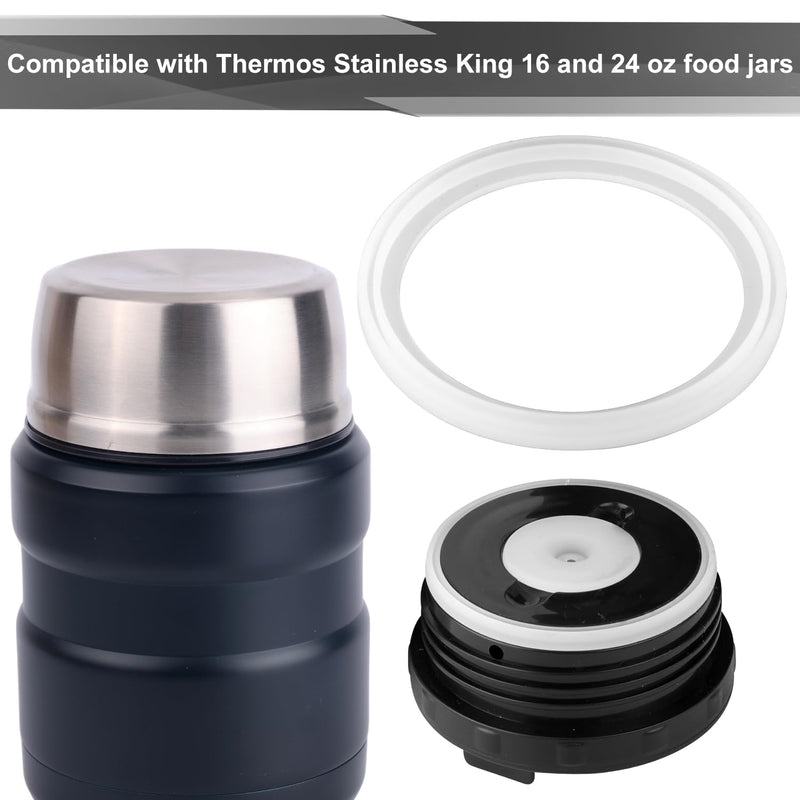 4pcs Replacement Rubber Gaskets Compatible for Thermos Stainless King 16 & 24 Ounce, Silicone Ring Seal Parts O-Ring Parts Compatible for Thermos Stainless King Food Jar BPA Free Accessories