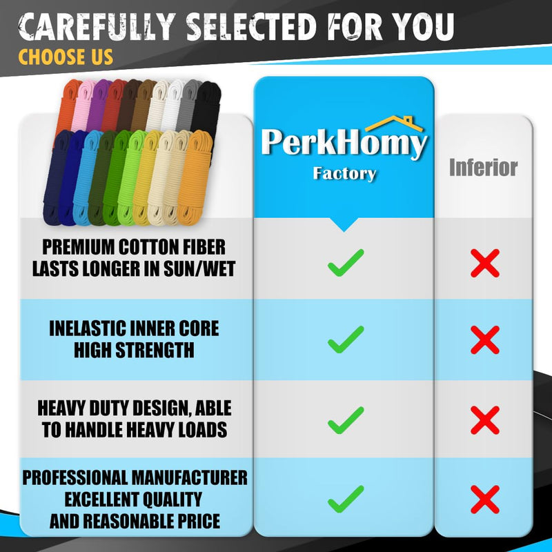 PerkHomy Cotton Rope 3/16" (5mm) 100 ft Multi Purpose Utility Diamond Braided Cord, Natural Cotton for Clothes Line Camping Crafting Flag Pole, Natural White 3/16" x 100'