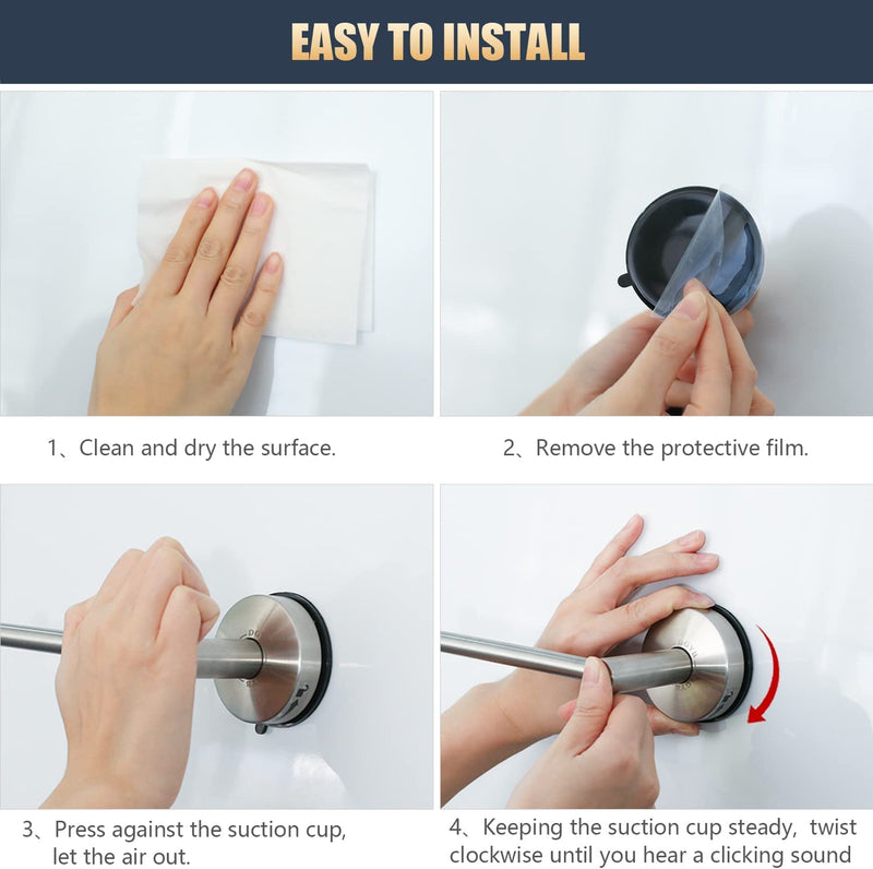 DGYB 17-Inch Brush Suction Cup Towel Bar – 2Pcs No-Drill Wall-Mounted Bathroom & Kitchen Towel Holder, Stainless Steel, Rust-Resistant, Easy Install New Brushed 2pcs