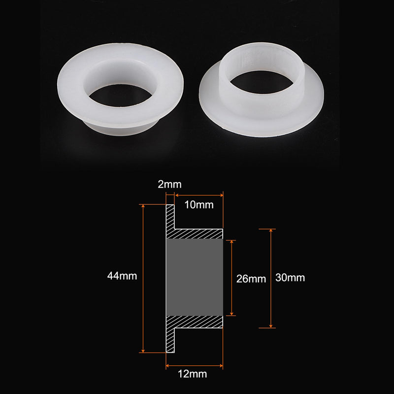 HARFINGTON 4pcs Flanged Sleeve Bearings 26mm Bore 30mm OD 12mm Length Nylon Bushings for Shaft, White 26mm x 30mm x 12mm - NewNest Australia