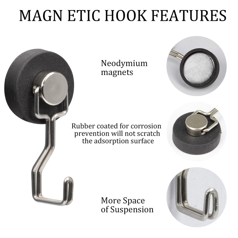 Rubber Coated Anti-Scratch Heavy Duty Magnetic Hooks, Essential for Cruise Ship Cabins & Refrigerator Hanging, Rubber Coating Anti-Corrosion, Hook Magnets for Outdoor Grill(3, Sliver) 3
