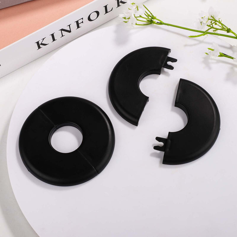 2pcs Wall Split Flange, 29mm Buckle Design Pipe Cover Self-Adhesive Round Plumbing Cover Plates ABS Faucet Escutcheon for Toilet Kitchen (Black)