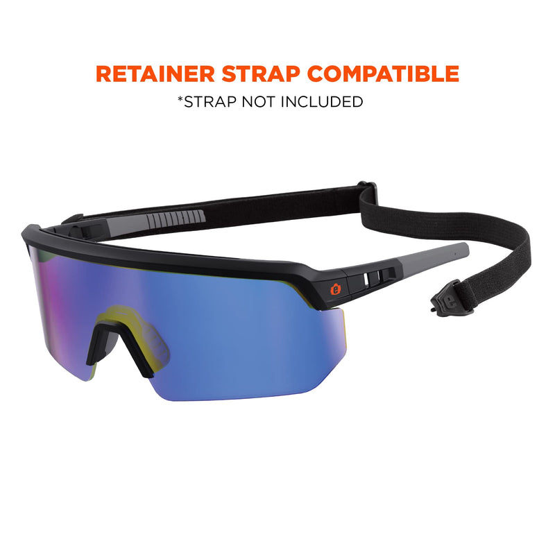 Ergodyne Skullerz AEGIR Safety Sunglasses, Mirrored Lens, ANSI z87.1 Lime Frame, Blue Mirror Lens