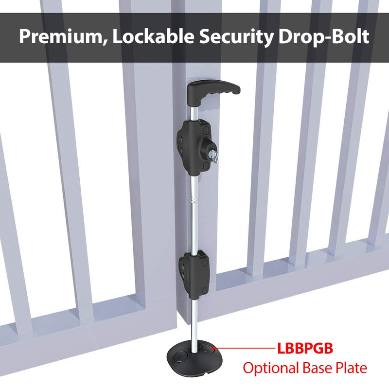 D&D Technologies LB218BX LokkBolt Premium Drop Bolt, Lockable Security Drop Bolt, for Wood and Vinyl Gates, 18" Length 18 Inch