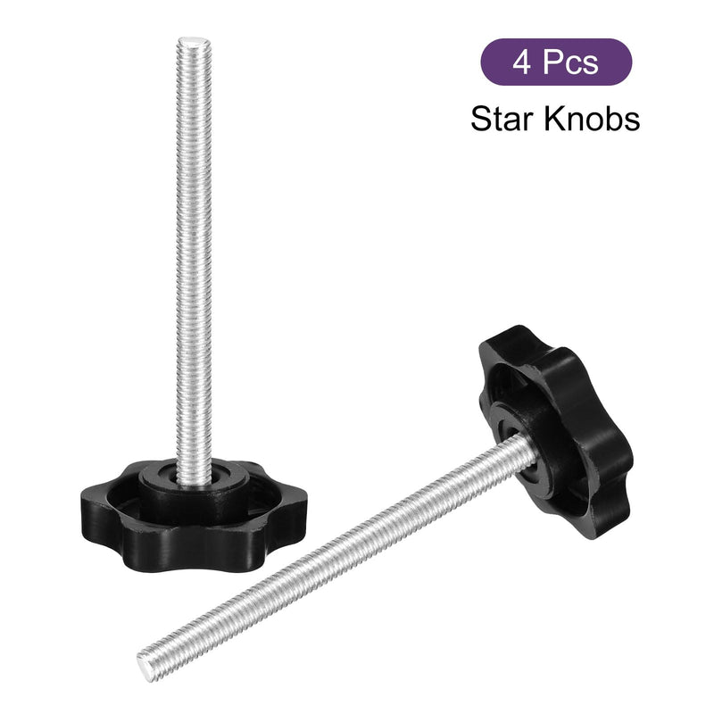 uxcell 4Pcs Clamping Screw Knob, M5 x 60mm Hex Shaped Star Knob Plastic Grips Hand Tightening Screw Handle for Umbrella Base Mechanical Furniture, 25mm Dia M5 x 60mm,25mm Dia