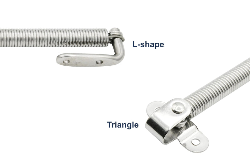 Vinland Marine 304 Stainless Steel Hatch Support Spring 8-2/5" & 10" w/Retaining Cable, Porthole Cabinet Spring Arm Boat Door Hatch Lid Support Boat Windshield Support Stay Adjuster Boat Tackle Hatch Triangular end plate, no cable, 1 Unit
