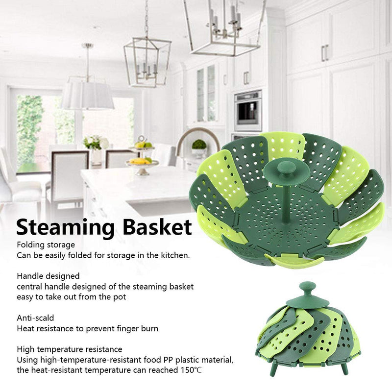 2Pcs Vegetable Steamer Basket, 150 ℃ High Temperature Resistant Folding Steaming Basket, Food Steaming Basket with Central Handle for Home Kitchen, Vegetable Fruit, Various Size Pot