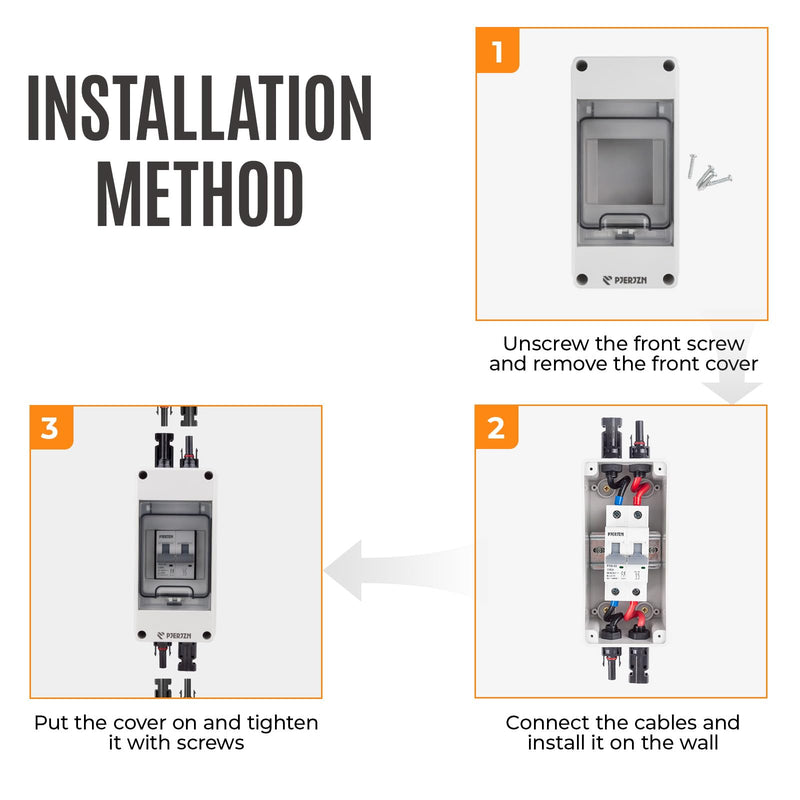 Solar Panel Disconnect Switch 1000V 20A PV Disconnect Switch Box Outdoor Breaker and Enclosure for Solar PV Panels Homes Battery (20Amp)