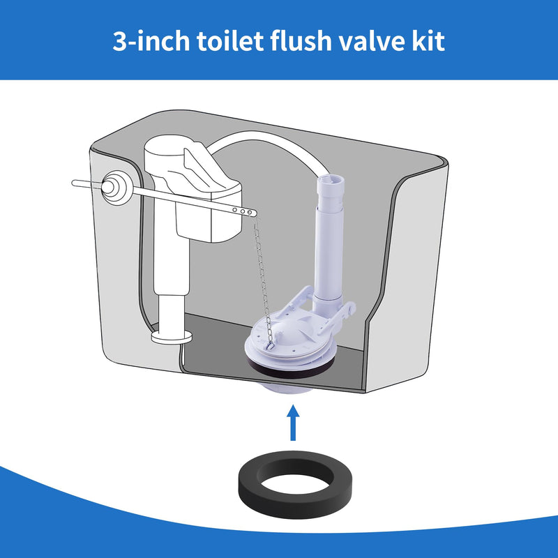 3-Inch Toilet Flush Valve Replacement Kit Includes Gasket and Bolts, High-Capacity 3.5L/S Flow & Anti-Leak Seal, Compatible with American Standard, Fits Most Two Piece Toilets 3 Inch Flush Valve