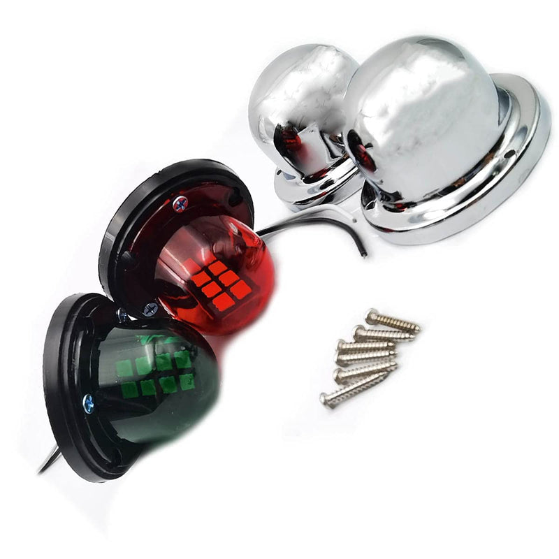FainWan 2pcs Boat Yacht LED Light Green and Red Marine 12V Stainless Steel Bow Navigation Lights