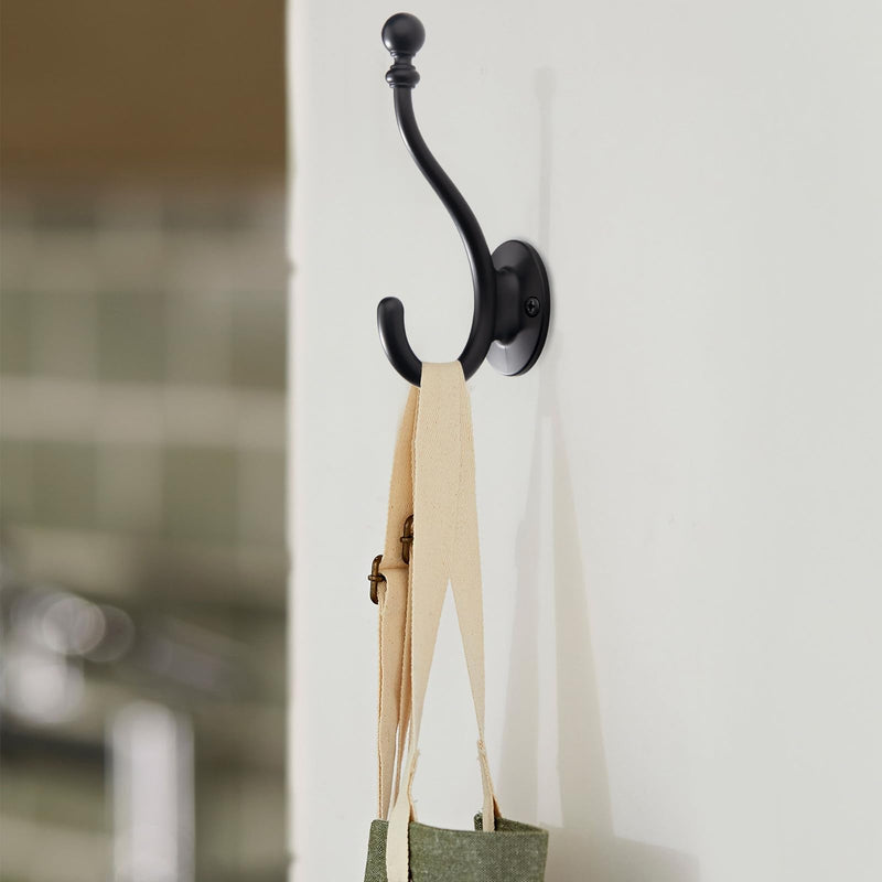 AVICCI 5 Pack Coat Hooks Matte Black Coat Hook,Heavy Duty Hooks Decorative Wall Hooks for Bathroom Bedroom Kitchen Towel Robe Clothes Cabinet Closet Bathroom Hardware
