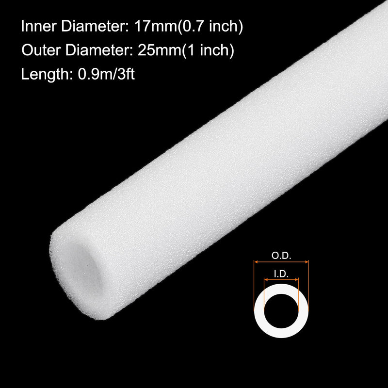 4pcs Pipe Insulation Foam Tube 0.7" ID x 1" OD 3ft Heat Preservation Foam Pipe [for Copper Water Pipe Freeze Protection] - 17mmx25mm/White 4 0.7"x 1" x 3ft - NewNest Australia