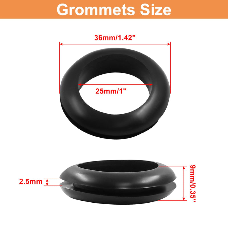 Piutouyar 12 Pcs 25mm Rubber Grommets, 1 Inch Inside Diameter 1 Inch Drill Hole Rubber Hole Grommet Wire Grommets for Wire, Cables, Plugs, Firewall 25mm/1"