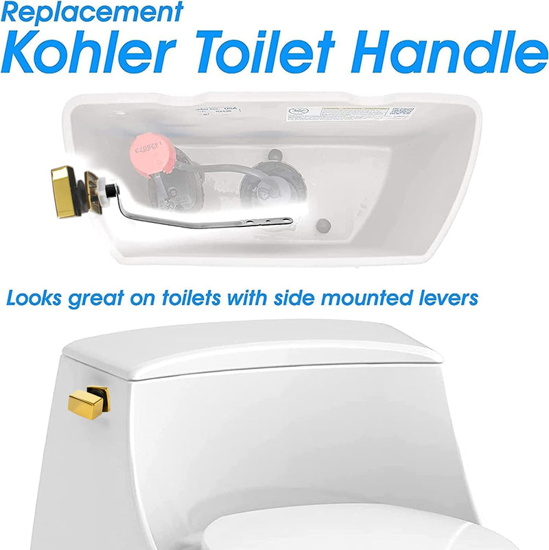 Universal Side Mount Toilet Handle Compatible with Kohler 85114-CP Trip Lever Kit, Toilet Tank Parts Handle Replacement, Vibrant (Polished Gold)