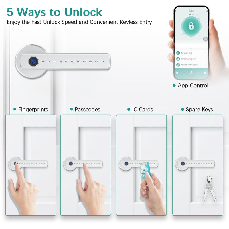 Fingerprint Door Lock, Smart Fingerprint Door Knob for Bedroom, Keyless Entry Finger Thumb Print Door Lock with Handle, Biometric Thumbprint Passcode Door Knob with Code Keypad