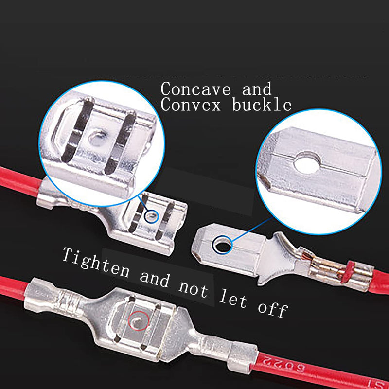 30Pcs 6.3mm Double Head Crimp Terminal with Insulating Sleeve with Wire Red + Black Female Spade Quick Splice Assortment Kit 11.82"（15 RED+15 Black） 6.3mm Double 30cm