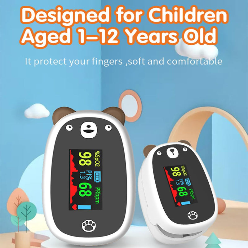 Kids Fingertip Pulse Oximeter – Children SpO2 Oxygen Monitor, Panda Cartoon Finger Pulse Rate Device for Wellness and Travel