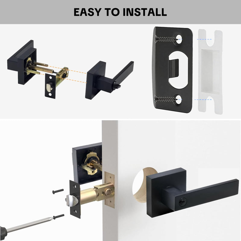 Jbox Keyed Entry Door Knob with Lock – Heavy Duty Exterior & Interior Door Lock Set, Secure Front Door Knob for Home & Commercial Use, Satin Nickel Finish, Square Design, Easy to Install (1 Pack)
