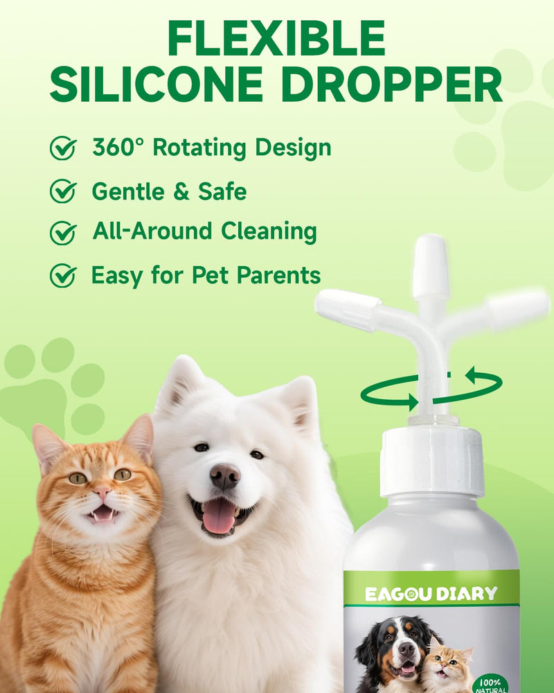 Cat & Dog Ear Cleaner - Gentle Cat & Dog Ear Cleaning Solution - L-Lysine for Cats,Lysine Drops Immune Support Supplement