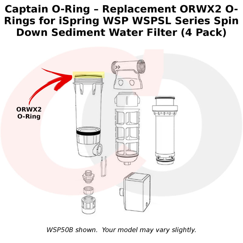 Captain O-Ring – Replacement ORWX2 O-Rings for iSpring WSP WSPSL Series Spin Down Sediment Water Filter (4 Pack)