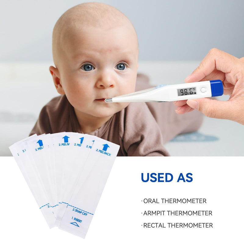 Berrcom Disposable Digital Thermometers Probe Covers Set of 100 Oral Rectal Thermometer Probe Cover Universal Thermometers Sleeves for Adult and Kids DT-100TZ