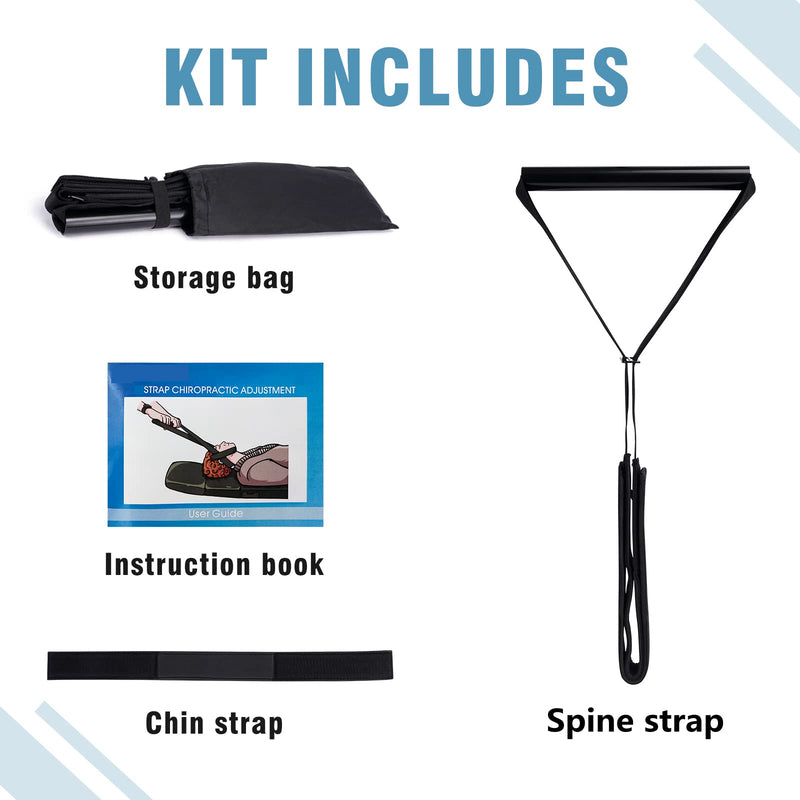 Neck Stretcher Strap, Spine Chiropractic Decompression Tool with Chin Belt. Cervical Neck Traction Device.