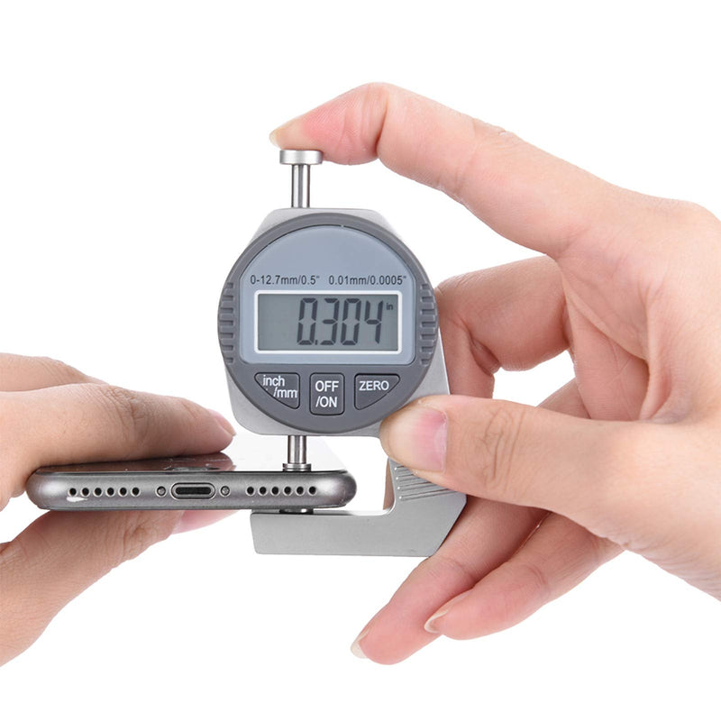 Digital Thickness Flat, LCD Readout Percentile 0 12.7mm 0.5, Test & Measurement .01mm .0005 Measure Meter Paper Metal Display Percentage Measuring