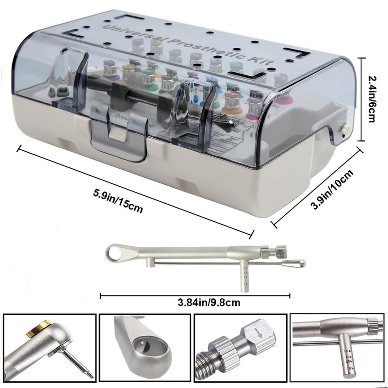 Dental Implant Torque Wrench Universal Kit ScrewDriver Prosthetic Adjustable Torque Value of 10-70Ncm Secure Disassemble Ratchet Drivers Implant Repair Tools Rectangular Colorful