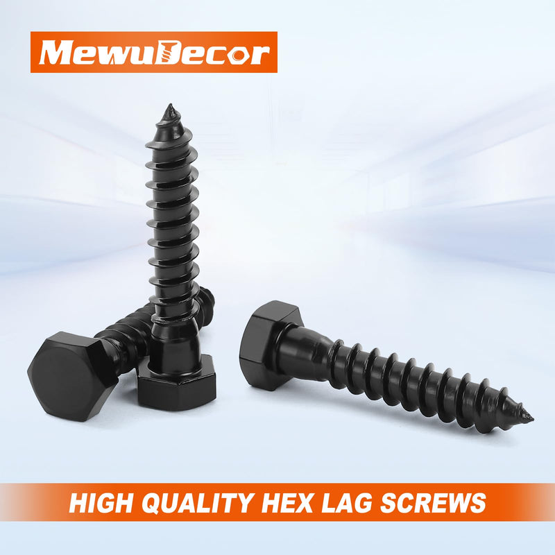 1/2" x 4" Hex Head Lag Screws Bolts, External Hex Drive, Stainless Steel 304, Black Oxide, Hexagon Head Wood Screws, Partial Thread, 5 PCS 1/2" x 4"