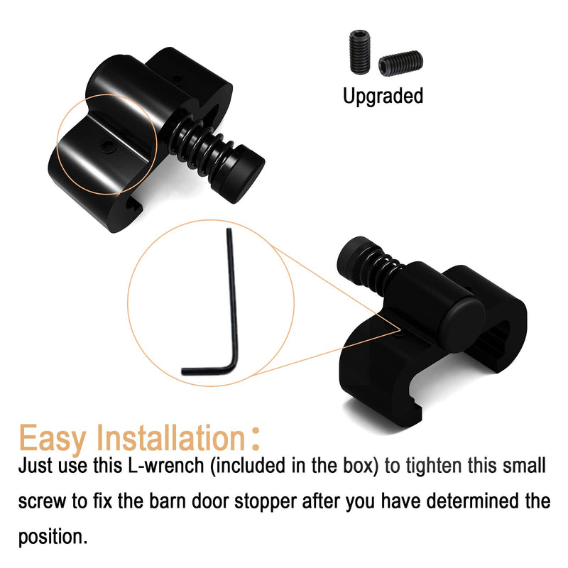 2PCS Adjustable Barn Door Stopper fit for 1.57inch/40mm Flat Track, Sliding Barn Door Hardware Accessories Replacement Upgrade-fit 1.57” wide rail