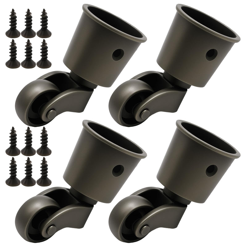 Anxingo 4 PCS Antique Cyan Alloy Caster Cups Wheels, 360-degree Swivel Pulley, Suitable for Classical Furniture, Piano Legs, Coffee Tables, Bookshelves