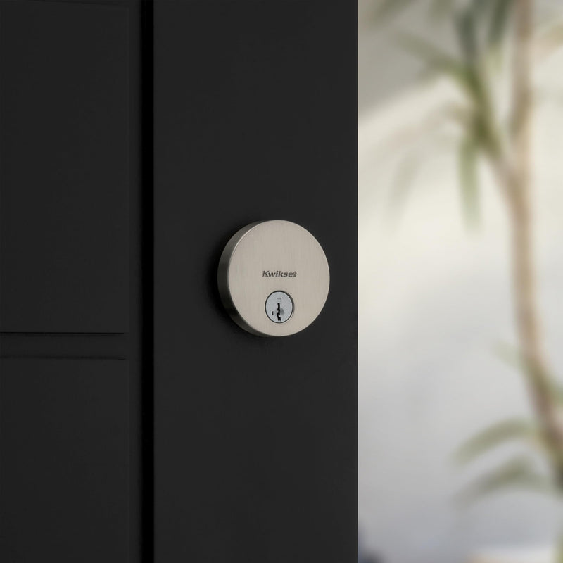 Kwikset Uptown Deadbolt Lock, Satin Nickel Round Exterior Keyed Front Entry Door, Pick Resistant SmartKey Rekey Security, Single Cylinder Dead Bolt, with Microban Protection 0.5" x 2.63" x 2.63"