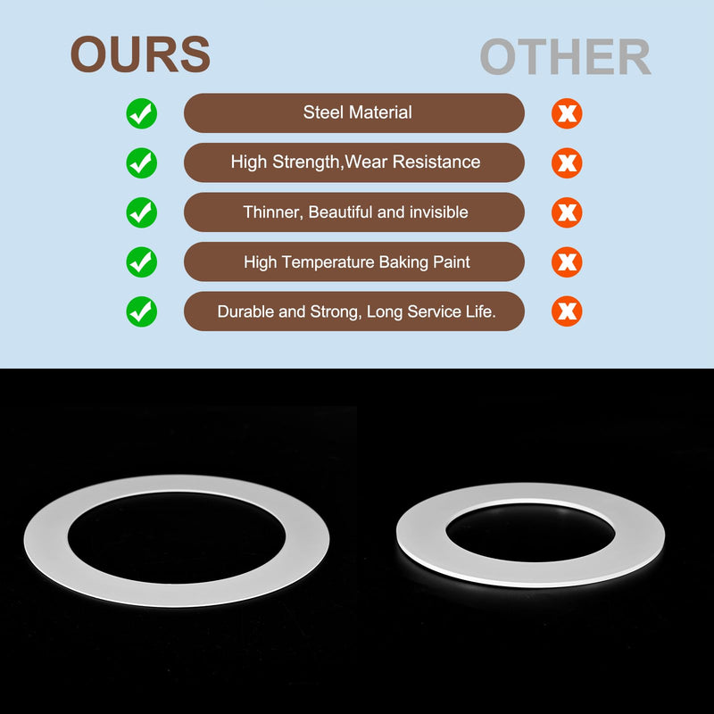 White Goof Trim Ring for 6 Inch Recessed Cans Downlights for Ceiling Light Fixtures, 4 Pack 6.3-Inch Inner Diameter, 8.6-Inch Outer Diameter, Steel Construction Fit 6 Inch White