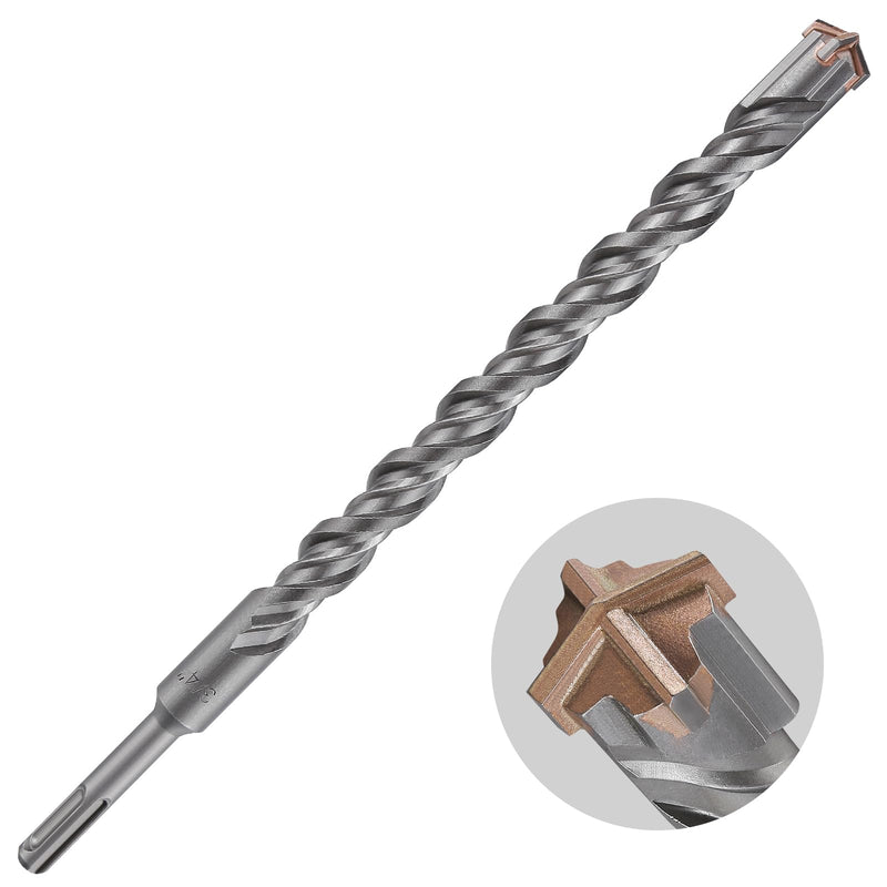 Concrete Drill Bit lengthening 1pcs 3/4" X 12"-10" Cross-Type Double Thread Carbide Material Suitable for Concrete, Brick, Cement Walls, Stone, Extra Long Hammer Drill Bits for Concrete 3/4" 12"