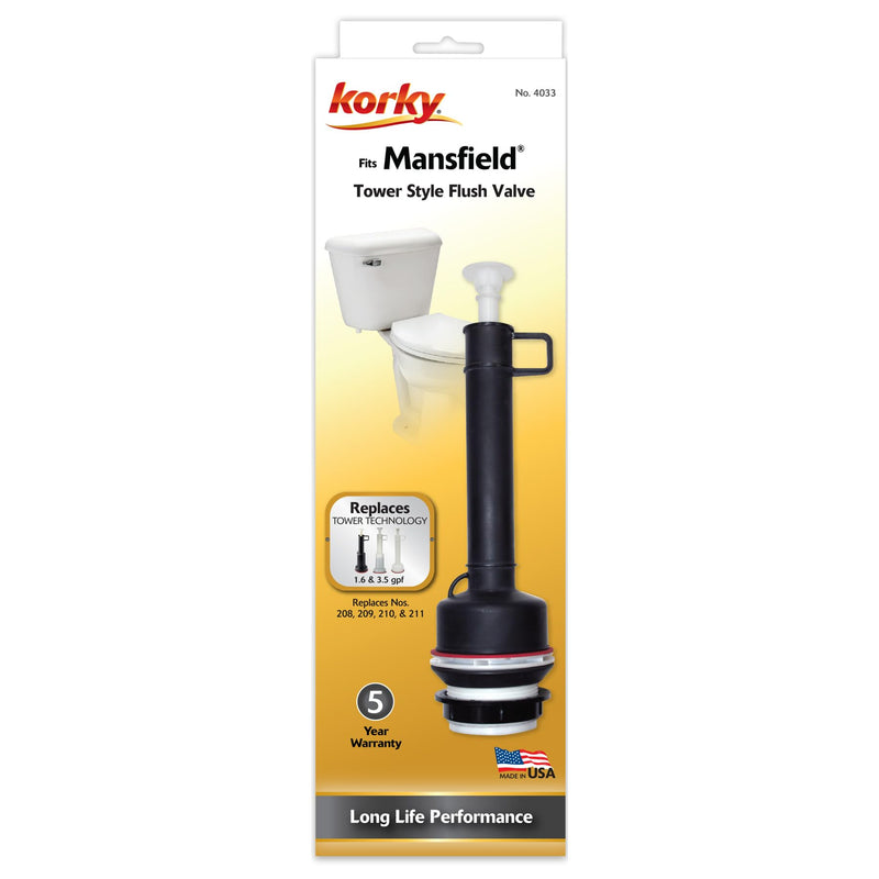 Korky Fits Mansfield 210 and 211 Universal Toilet Flush Valve & Seal Kit – Replaces Black and White Flush Towers – Long Lasting Material – 4033BP