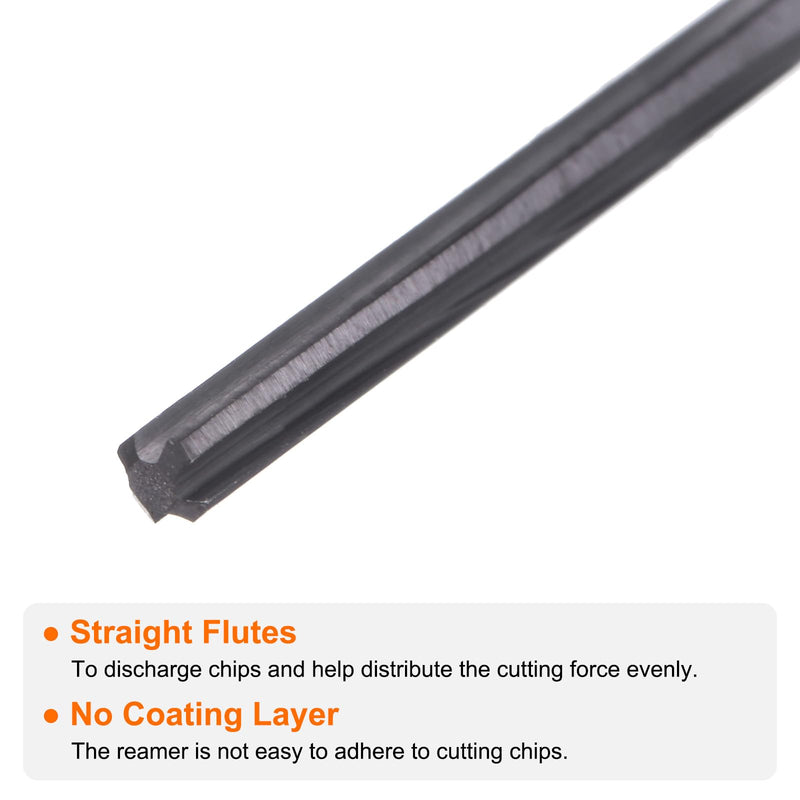 HARFINGTON Carbide Chucking Reamer 0.093"(2.362mm) Dia Straight Flute Straight Shank Machine Reamer Tool for Metal and Lathes CNC Machining Centers, Black 0.093"