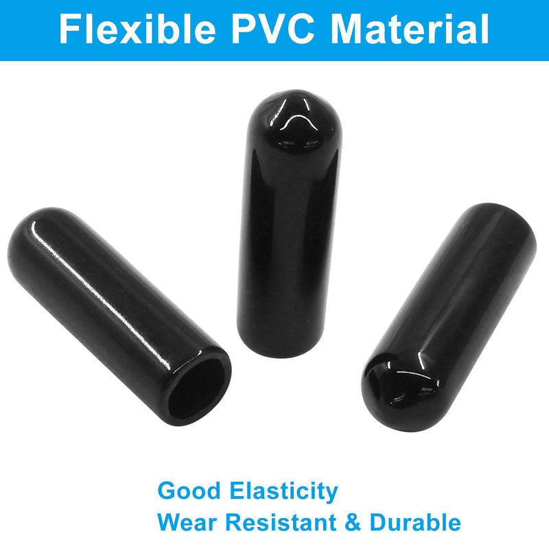 60PCS Vinyl Flexible Rubber End Caps, 6mm ID ID Bolt Screw Thread Protectors (Black) Black 60