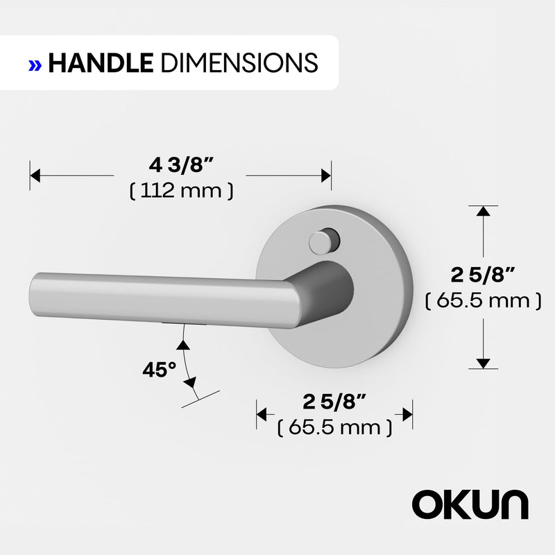 Okun Stark 1-Pack Chrome Privacy Door Levers – Push Button Lock, Reversible, Sleek Concealed-Mount Design for Bedroom & Bathroom 1 Pack
