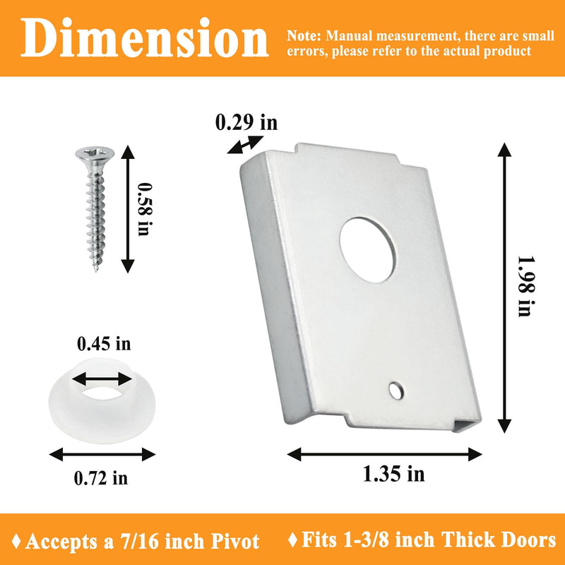 6Pcs N7192 Bi-fold Door Repair Bracket, Top or Bottom Mount, Each with Screw and Gasket, for 1-3/8 in Wood Doors, Fits 7/16 in Pivot
