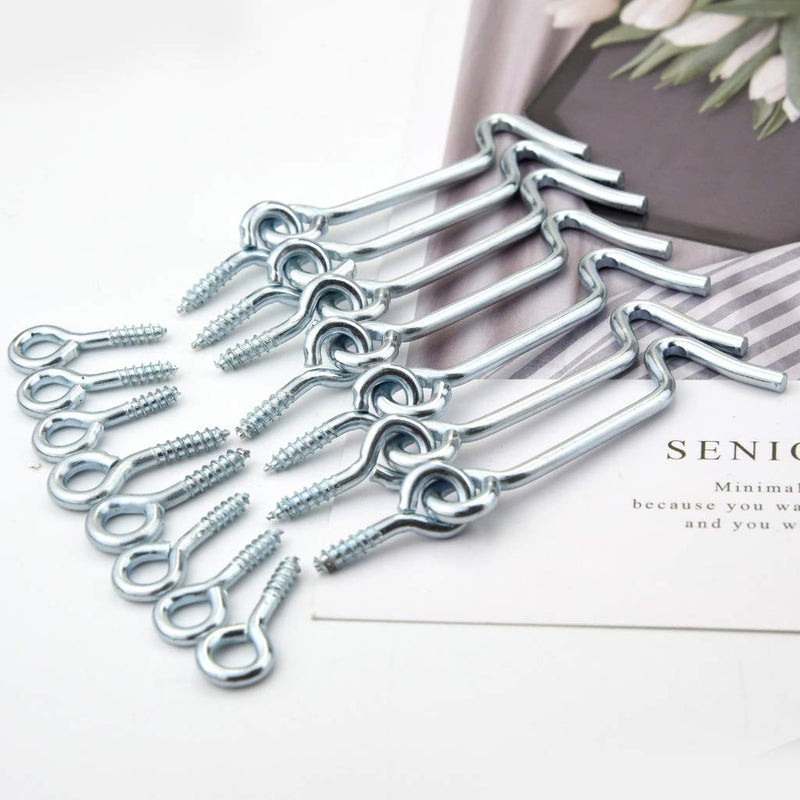 8 Pcs 2.5 inches Cabin Hook Eye Latch Gate Door Swivel Window Door Hook with Mounting Screws (Silver, 2.5 inches) Silver
