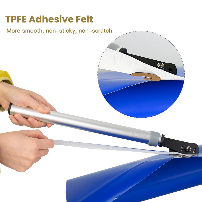 NEWISHTOOL Scalable Pole Long Handle Film Cutter, Anti-Sticky PTFE Felt Adhesive Vinyl Cutter, Wallpaper Backpaper Slitter Cutter 42cm-67cm Long Distance Cutting Knife Tool Safety Cutter